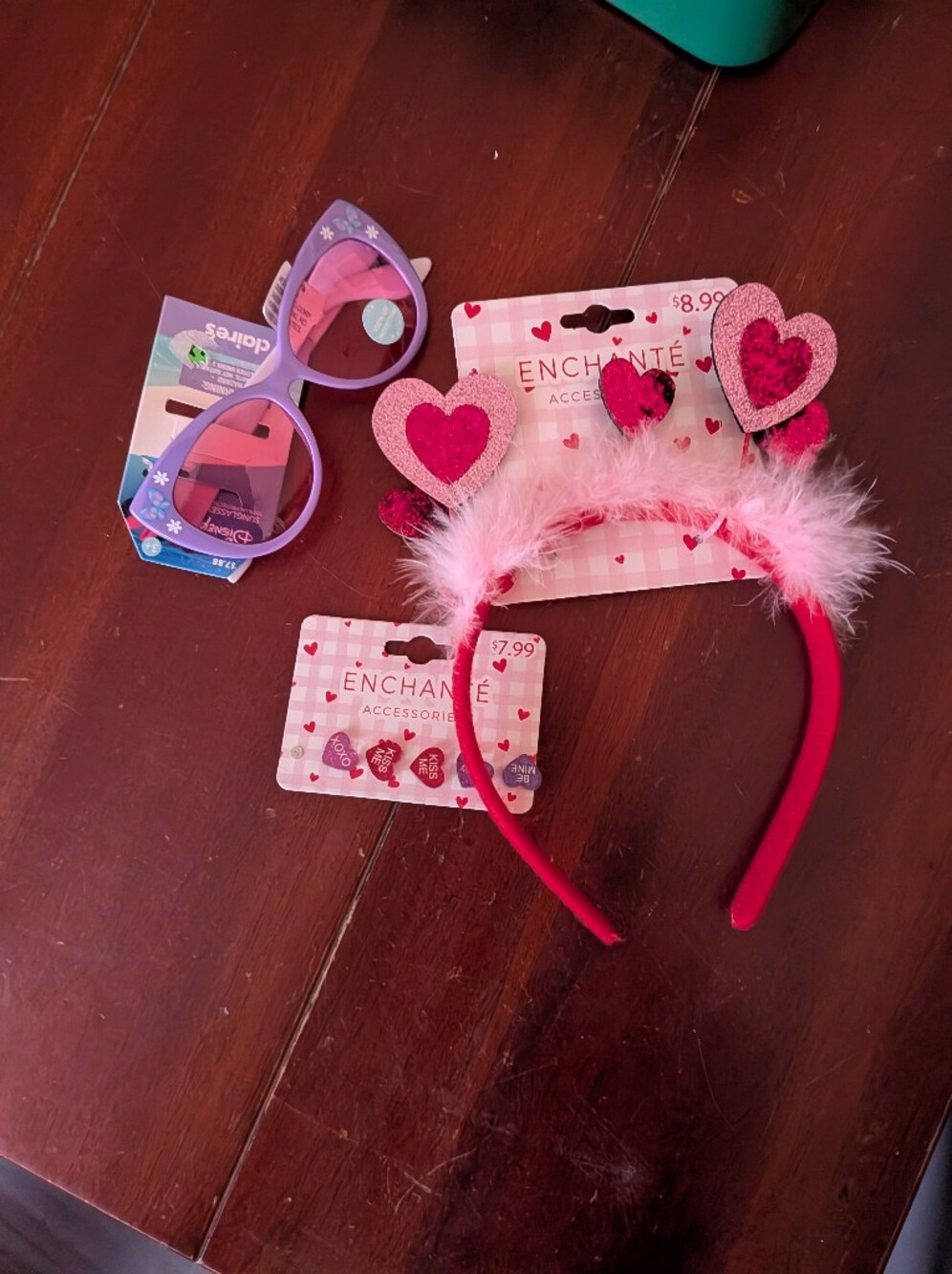 Claire's Pink Heart Headband with Glitter Hearts and Feathers